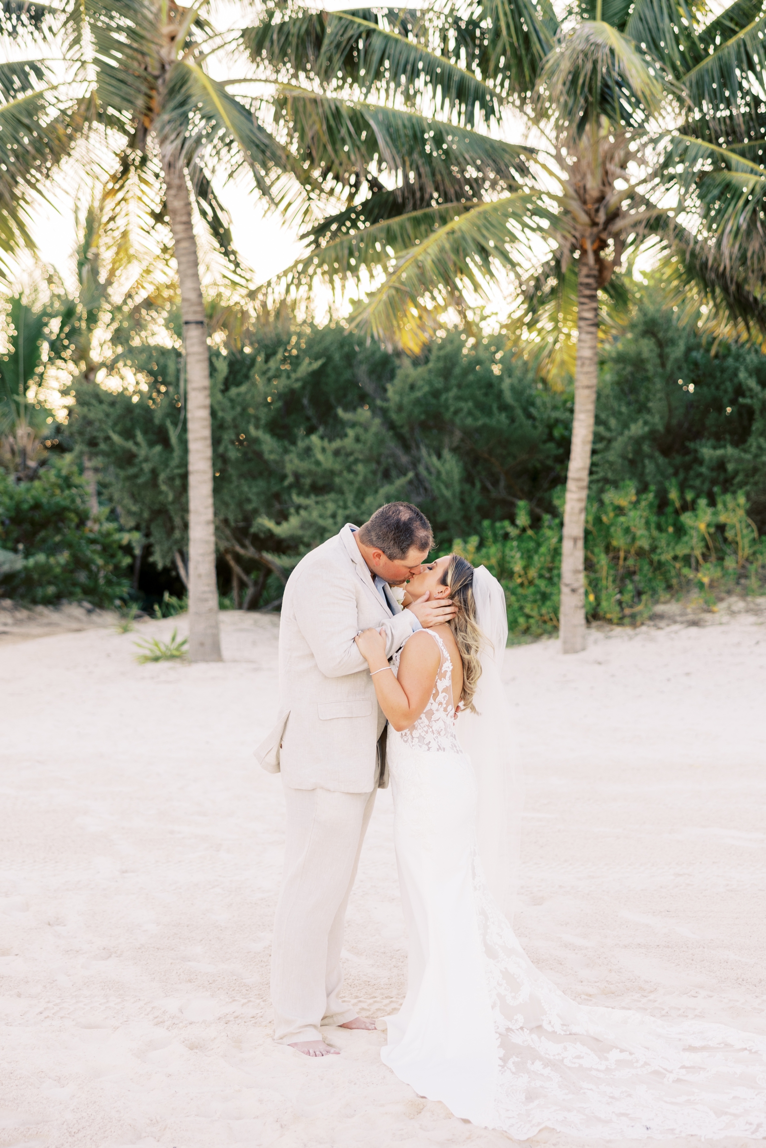 bride and groom portraits during destination wedding at secrets resort in mexico